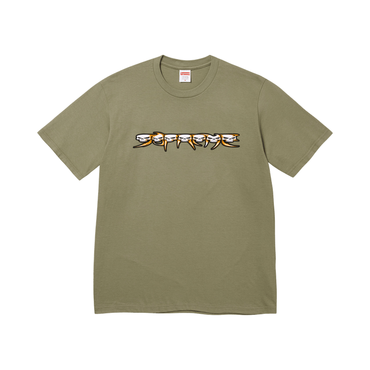 Supreme Skulls Spellout Tee in Light Olive groen - productfoto