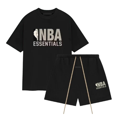 Fear of God Essentials NBA Black Grey Set - T-shirt en short