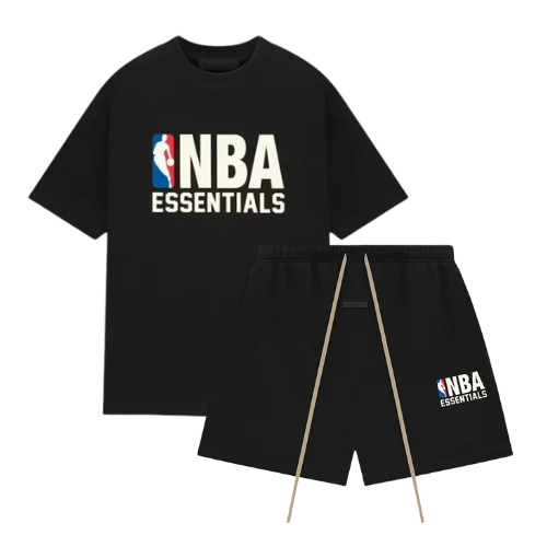 Fear of God Essentials NBA Black White Set - T-shirt en short
