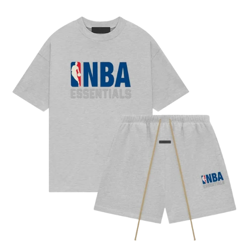 Fear of God Essentials NBA Grey Set - light heather T-shirt en short