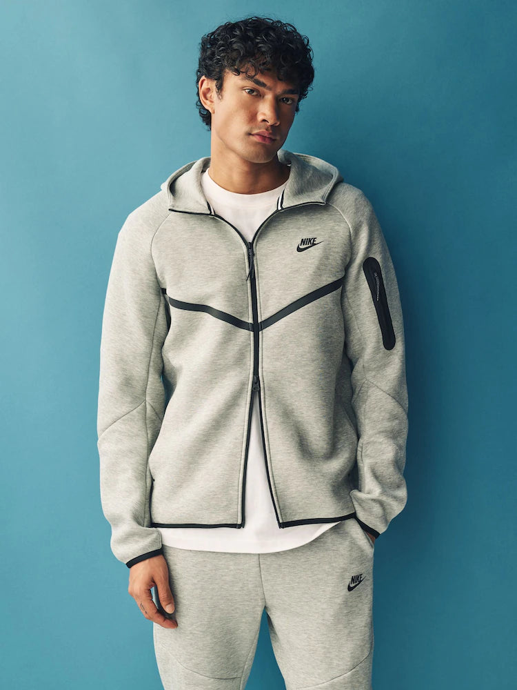 Nike Tech Fleece Full-Zip Windrunner Hoodie 'Dark Grey Heather/Black'